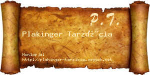 Plakinger Tarzícia névjegykártya